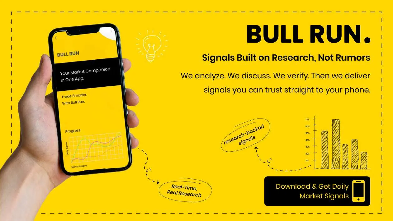 Bull Run: A loud yellow identity for a trading app.