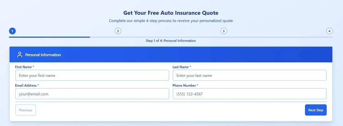 MA Insurance: An insurance site built around the quote form.