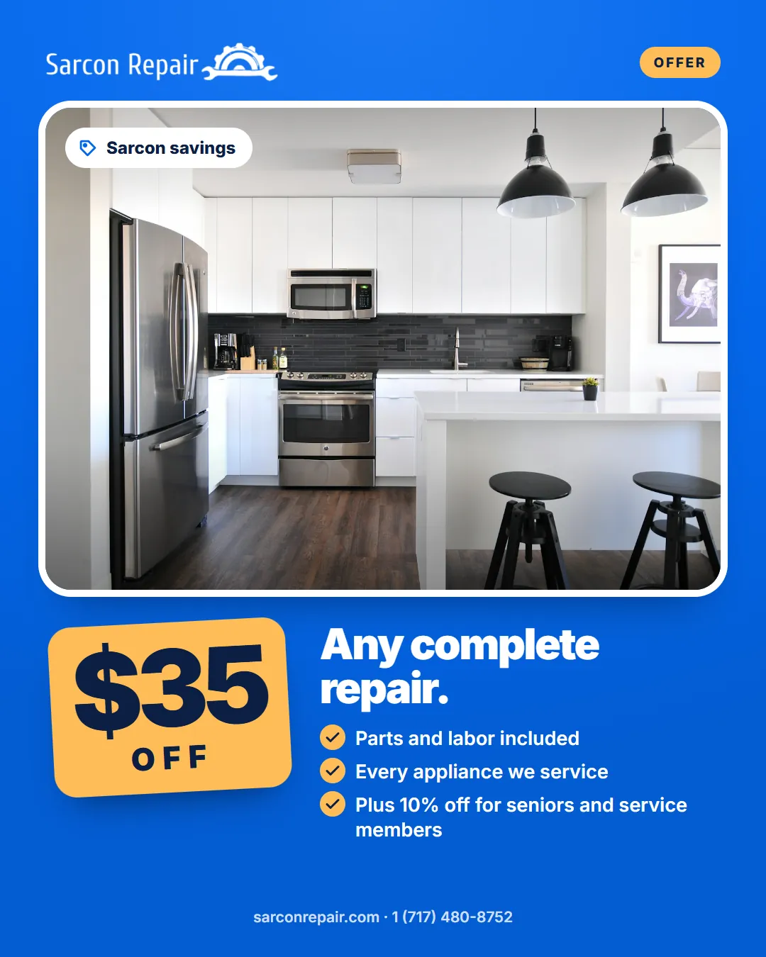 Sarcon Repair: 114K search impressions for a local repair business.